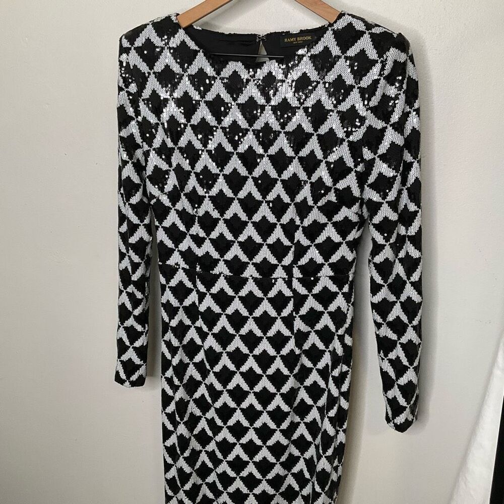 Ramy Brook Celia Sequin Maxi Dress In Black Checkmate - Picture 6 of 15